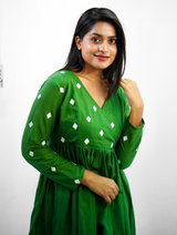 Green Embroidery Mul cotton dress