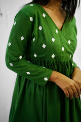 Green Embroidery Mul cotton dress