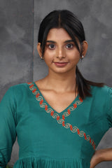 Green Embroidery Mul cotton dress (Top)