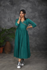 Green Embroidery Mul cotton dress (Top)