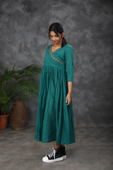 Green Embroidery Mul cotton dress (Top)