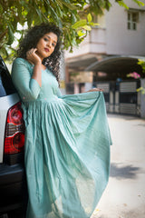 Green Embroidery Mul cotton dress (Top)