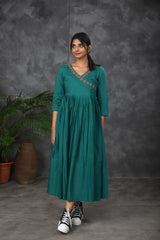 Green Embroidery Mul cotton dress (Top)