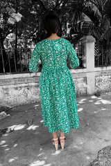Green Floral Cotton maxi Dress