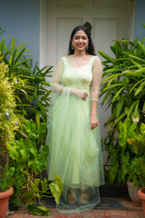 Green Pearl Net Anarkali salwar