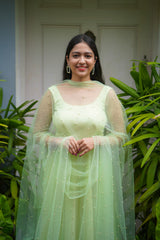 Green Pearl Net Anarkali salwar