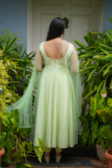 Green Pearl Net Anarkali salwar
