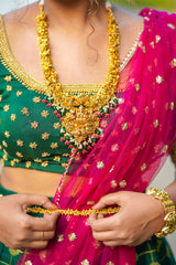 Green Pink Silk lehenga