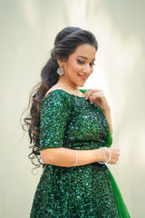 Green Sequins lehenga