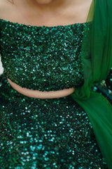 Green Sequins lehenga
