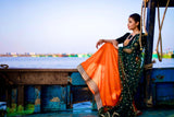 Green & Orange Hand embroidery lehenga