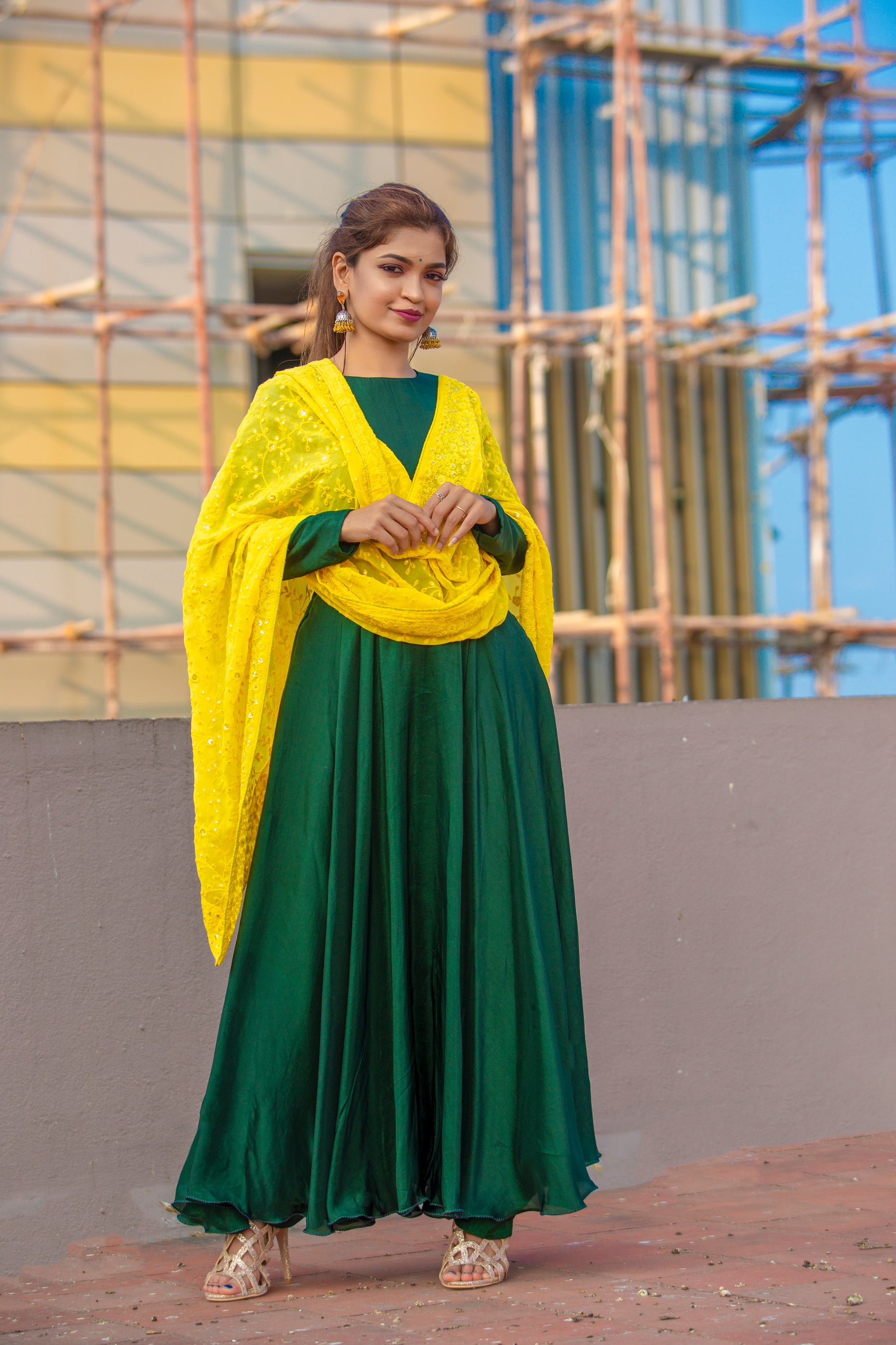Green anarkali with dupatta YoshnasByEla Green anarkali with dupatta YoshnasByEla