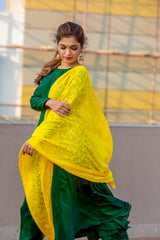 Green anarkali with dupatta