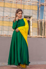 Green anarkali with dupatta