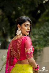 Green and Pink Embroidery lehenga
