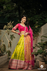 Green and Pink Embroidery lehenga