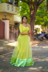 Green border anarkali