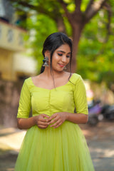 Green border anarkali
