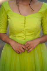 Green border anarkali