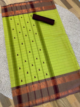 Green checks chettinad cotton saree