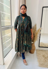 Green cotton dress with Dupatta