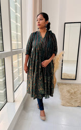 Green cotton dress with Dupatta