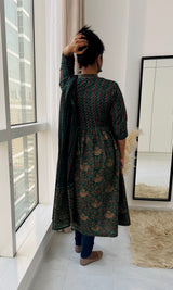 Green cotton dress with Dupatta
