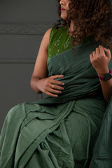 Green mul cotton ombre saree
