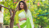 Green mul cotton tie & dye saree