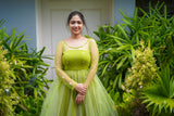 Green sequins net anarkali