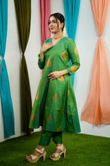 Green silk Salwar suit