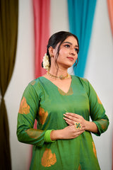 Green silk Salwar suit