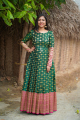 Green silk anarkali