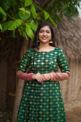 Green silk anarkali