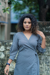 Grey wrap Cotton dress (Top)