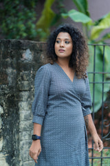 Grey wrap Cotton dress (Top)