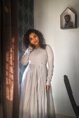 Grey Embroidery Mul cotton dress (Top)