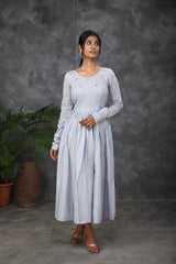 Grey Embroidery Mul cotton dress (Top)
