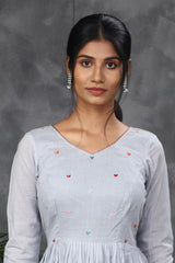 Grey Embroidery Mul cotton dress (Top)