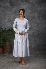 Grey Embroidery Mul cotton dress (Top)