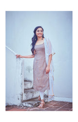 Grey Embroidery Organza Salwar