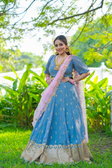 Grey Pink Georgette lehenga