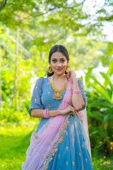 Grey Pink Georgette lehenga