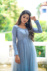 Grey border anarkali