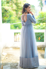 Grey border anarkali