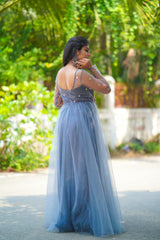 Grey sequin anarkali