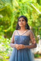 Grey sequin anarkali