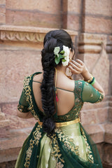 Green Embroidery Silk lehenga