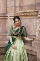 Green Embroidery Silk lehenga