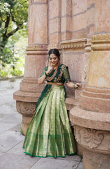 Green Embroidery Silk lehenga
